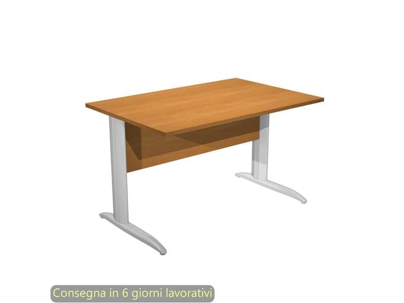 Scrivania piano noce chiaro 120x80xH.72 cm gamba a L in metallo effetto cromato linea Presto Artexport – 004K2/4/AR