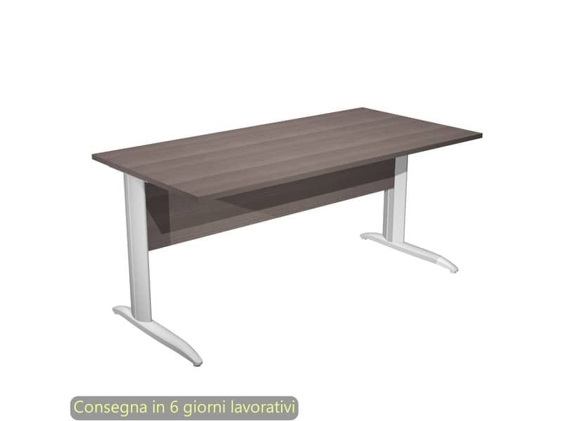 Scrivania piano frassino toscano 160x80xH.72 cm gamba a L metallo grigio alluminio Presto Artexport – 003K2/F/AA