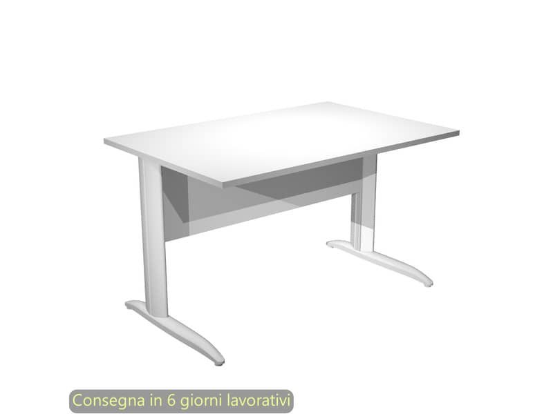 Scrivania piano bianco 120x80xH.72 cm gamba a L in metallo bianco opaco linea Presto Artexport – 004K2/3/AN