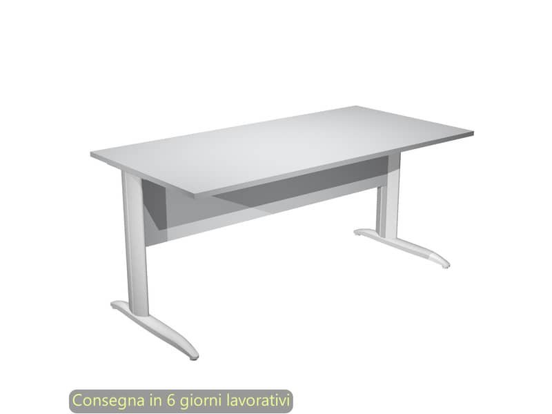 Scrivania piano grigio 160x80xH.72 cm gamba a L in metallo grigio alluminio linea Presto Artexport – 003K2/9/AA