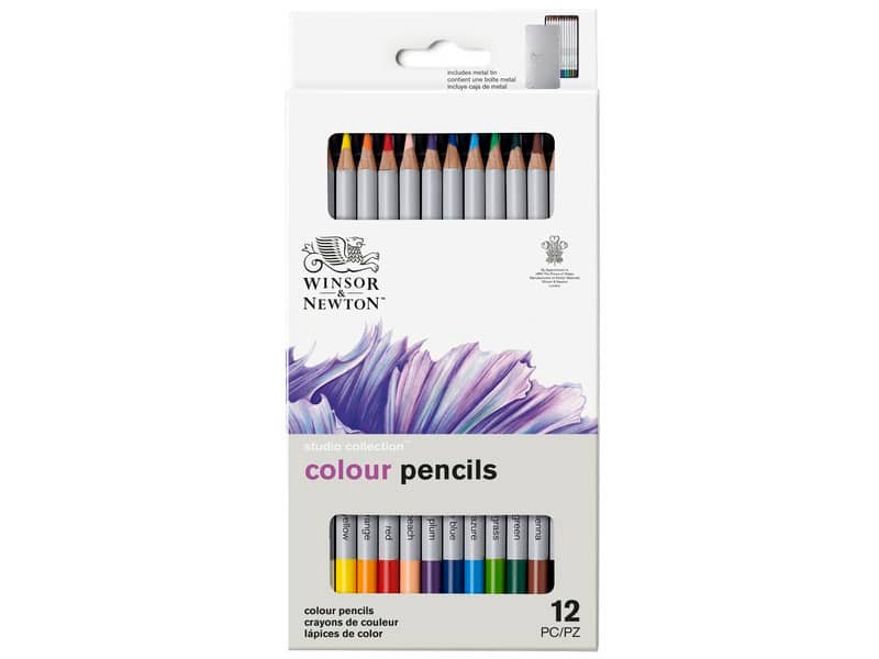 Scatola in metallo 12 matite colorate – diametro mina 3,7 mm Winsor&Newton colori assortiti – 0490012