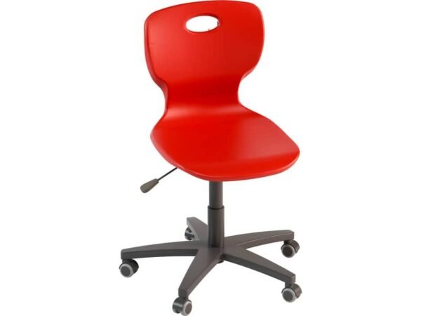 Sedia girevole in PPL altezza regolabille e base 5 razze su ruote 42,5x46x43/55 cm Motris rosso