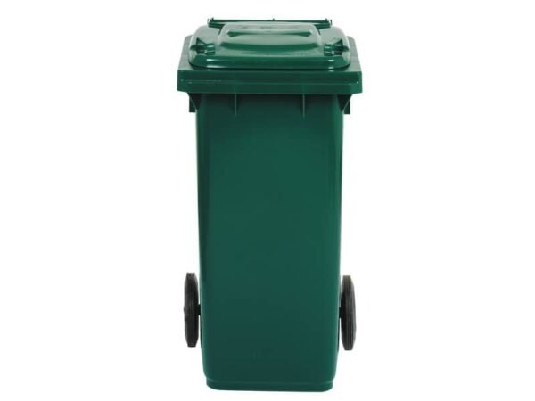 Bidone carrellato per raccolta differenziata 120 lt con coperchio PEHD Mobil Plastic verde scuro - 1/120/5-VES