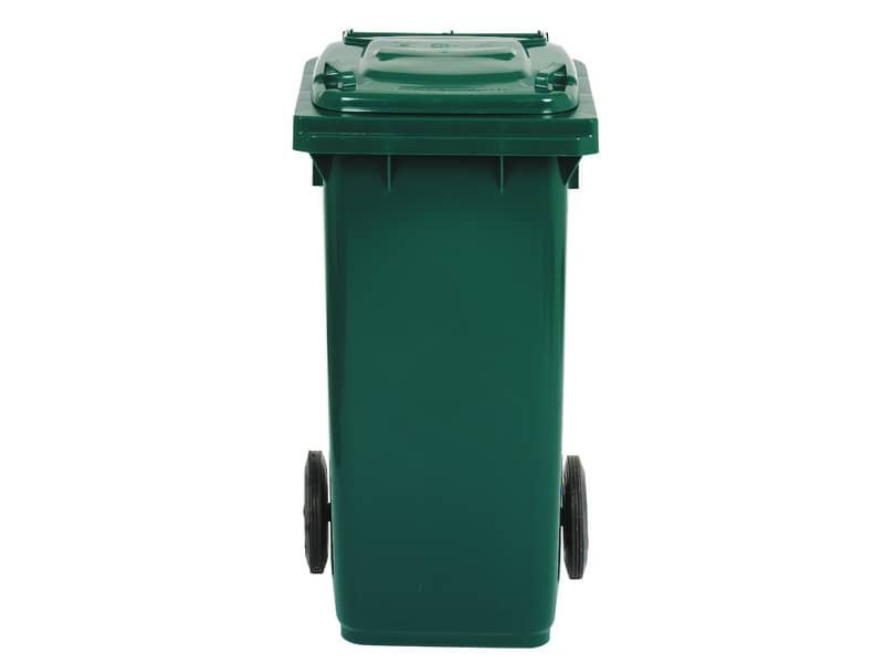 Bidone carrellato per raccolta differenziata 120 lt con coperchio PEHD Mobil Plastic verde scuro – 1/120/5-VES