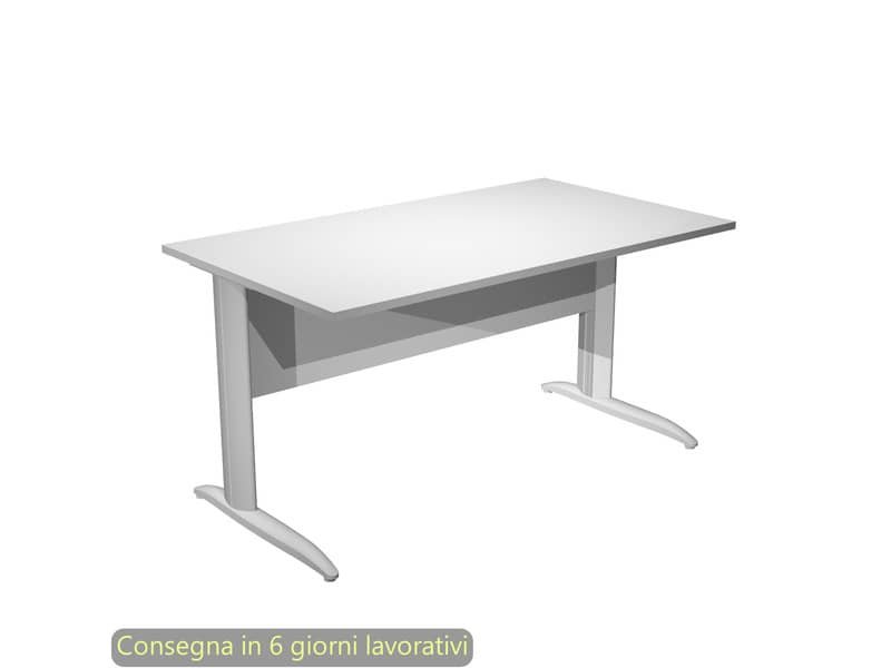 Scrivania piano bianco 140x80xH.72 cm gamba a L in metallo grigio alluminio linea Presto Artexport – 002K2/3/AA