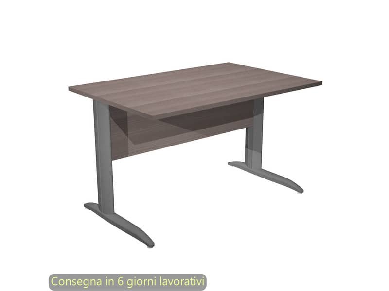 Scrivania piano frassino toscano 120x80xH.72 cm gamba a L in metallo antracite opaco Presto – 004K2/F/AF