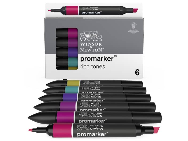 Set 6 pennarelli Promarker doppia punta fine-larga Winsor&Newton – assortiti colori forti – 0290111