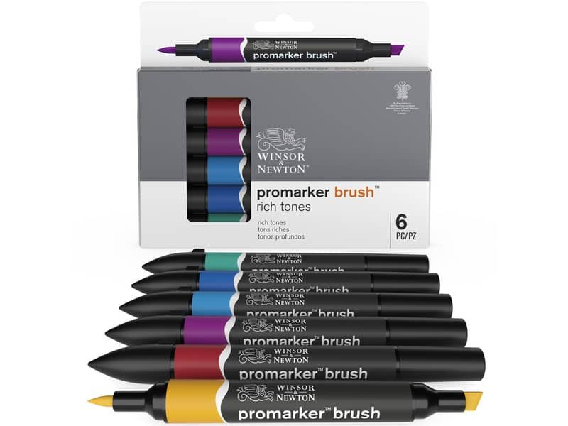 Set 6 pennarelli Winsor&Newton doppia punta brush colori forti assortiti 0290126