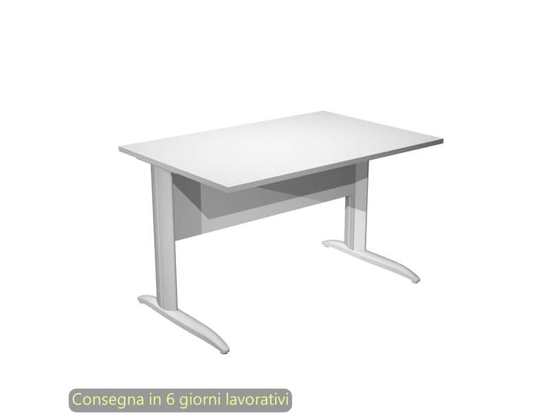 Scrivania piano bianco 120x80xH.72 cm gamba a L in metallo grigio alluminio linea Presto Artexport – 004K2/3/AA