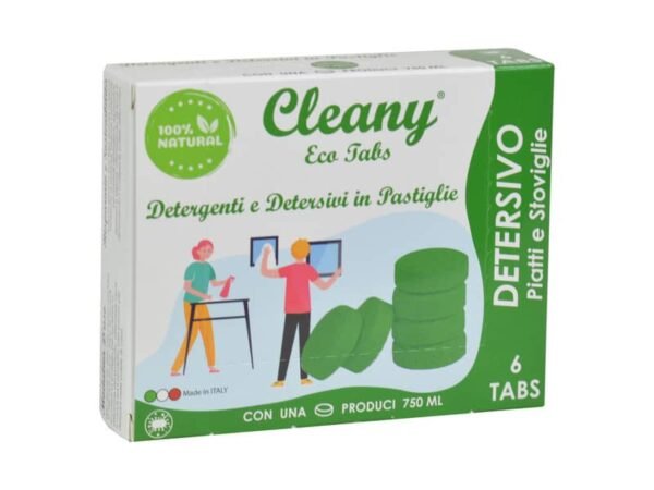 Detersivo igienizzante piatti in pastiglie CLEANY Eco tabs lime - conf. 6 pz - CLT500