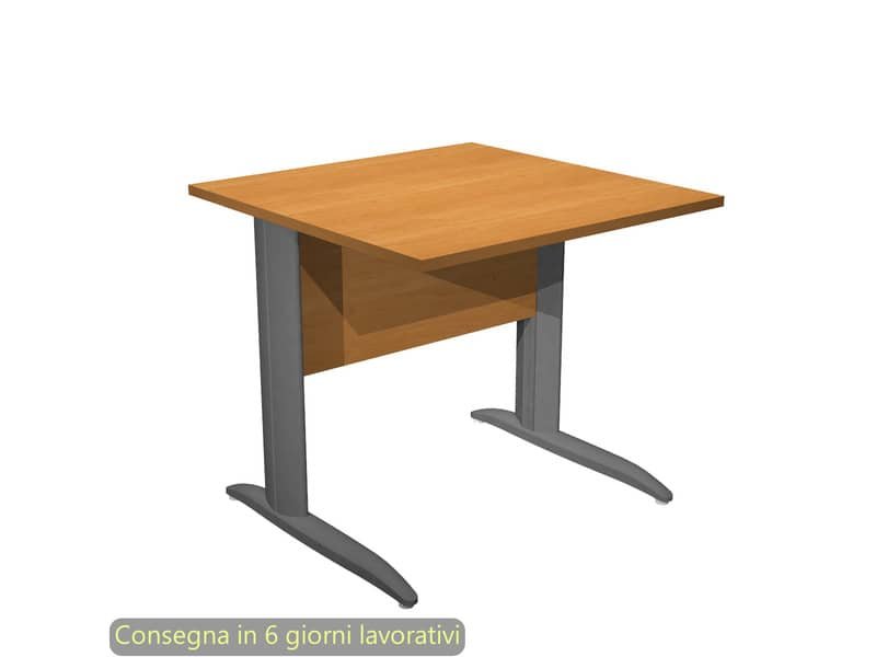 Scrivania piano noce chiaro 80x80xH.72 cm gamba a L in metallo antracite opaco linea Presto Artexport – 001K2/4/AF