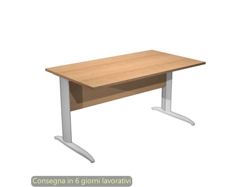 Scrivania piano faggio 140x80xH.72 cm gamba a L in metallo grigio alluminio linea Presto Artexport – 002K2/6/AA