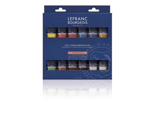 Vernice Acrilica fine in tubetto 20 ml - Lefranc Bourgeois - colori assortiti - Conf. 12 pezzi - 300341