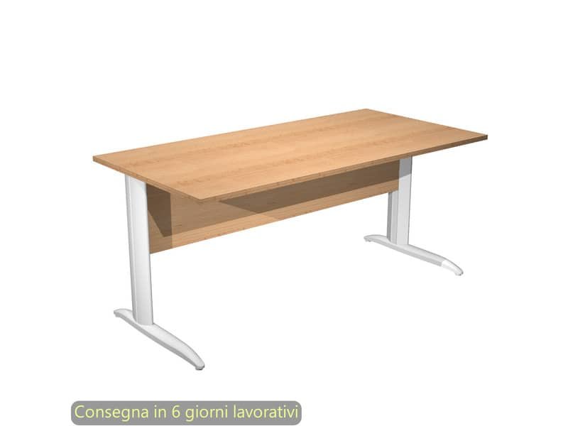 Scrivania piano faggio 160x80xH.72 cm gamba a L in metallo bianco opaco linea Presto Artexport – 003K2/6/AN