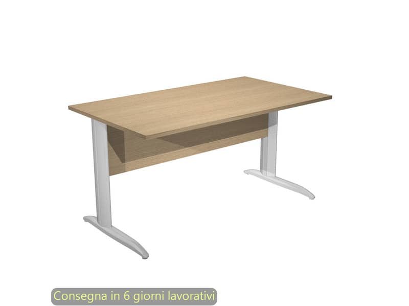 Scrivania piano rovere 140x80xH.72 cm gamba a L in metallo effetto cromato linea Presto Artexport – 002K2/C/AR