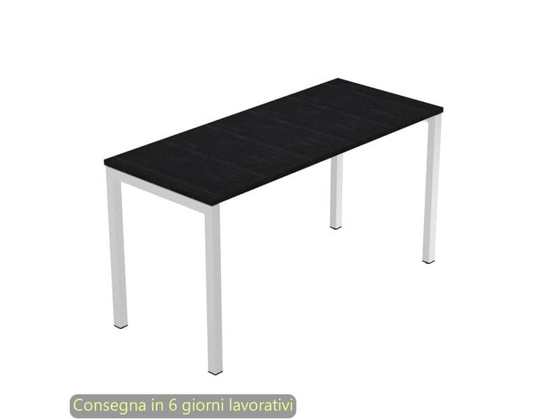 Scrivania piano nero venato frassino 140x60xH.72,5 cm gamba a ponte metallo grigio linea Presto Venere Plus – 652/8