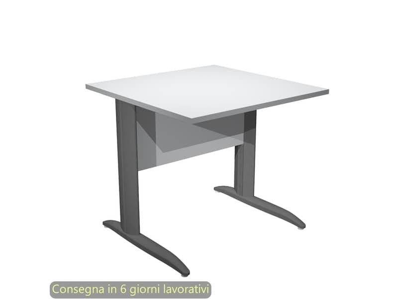 Scrivania piano grigio 80x80xH.72 cm gamba a L in metallo antracite opaco linea Presto Artexport – 001K2/9/AF
