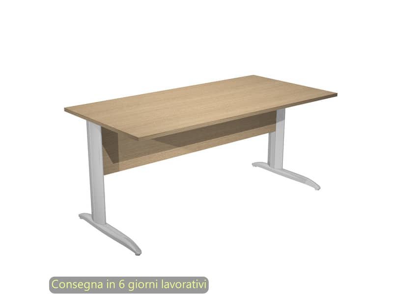 Scrivania piano rovere 160x80xH.72 cm gamba a L in metallo effetto cromato linea Presto Artexport – 003K2/C/AR