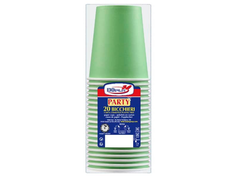 Bicchieri carta WD 250ml conf. 20 pz Dopla Green verde 42191