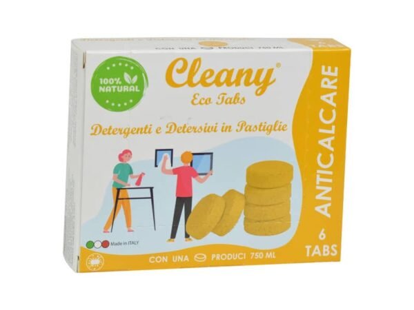 Anticalcare igienizzante in pastiglie CLEANY Eco tabs muschio giallo - conf. 6 pz - CLT300