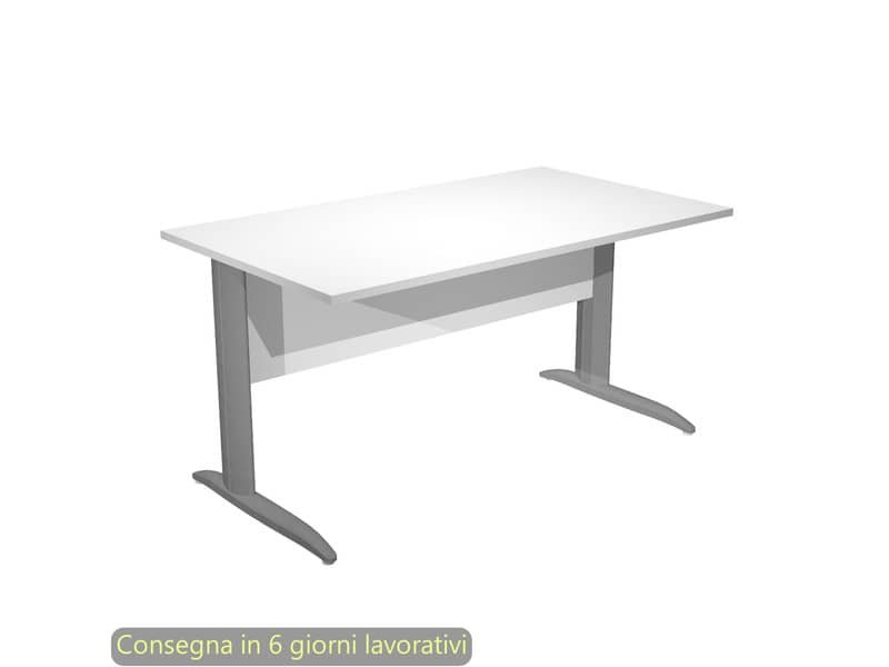 Scrivania piano bianco 140x80xH.72 cm gamba a L in metallo antracite opaco linea Presto Artexport – 002K2/3/AF