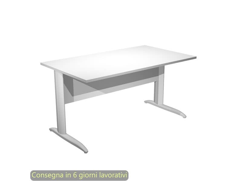 Scrivania piano bianco 140x80xH.72 cm gamba a L in metallo bianco opaco linea Presto Artexport – 002K2/3/AN
