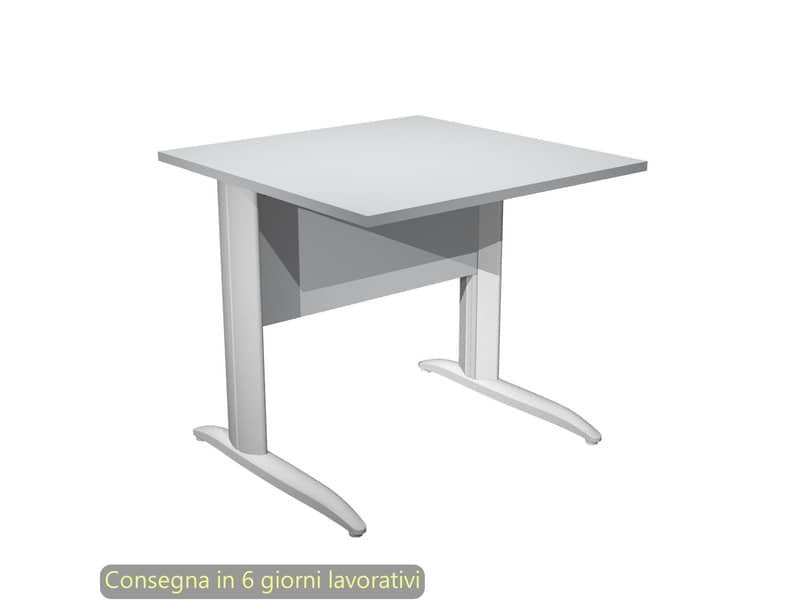 Scrivania piano grigio 80x80xH.72 cm gamba a L in metallo grigio alluminio linea Presto Artexport – 001K2/9/AA