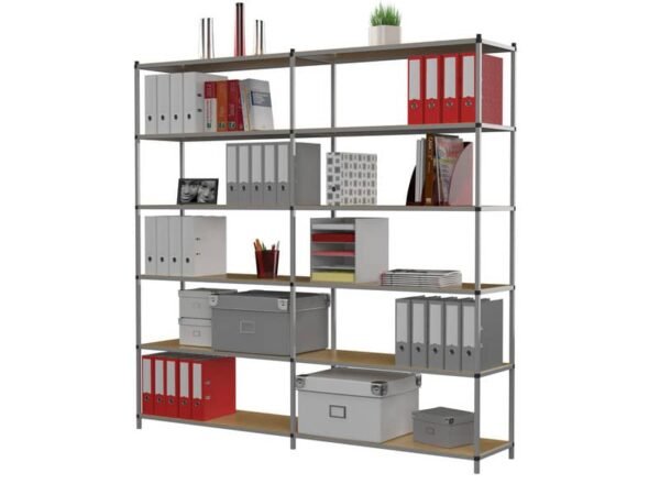 Modulo aggiuntivo per scaffalatura ad incastro 6 ripiani fissi Paperflow 100x35x200 cm - grigio - K606023