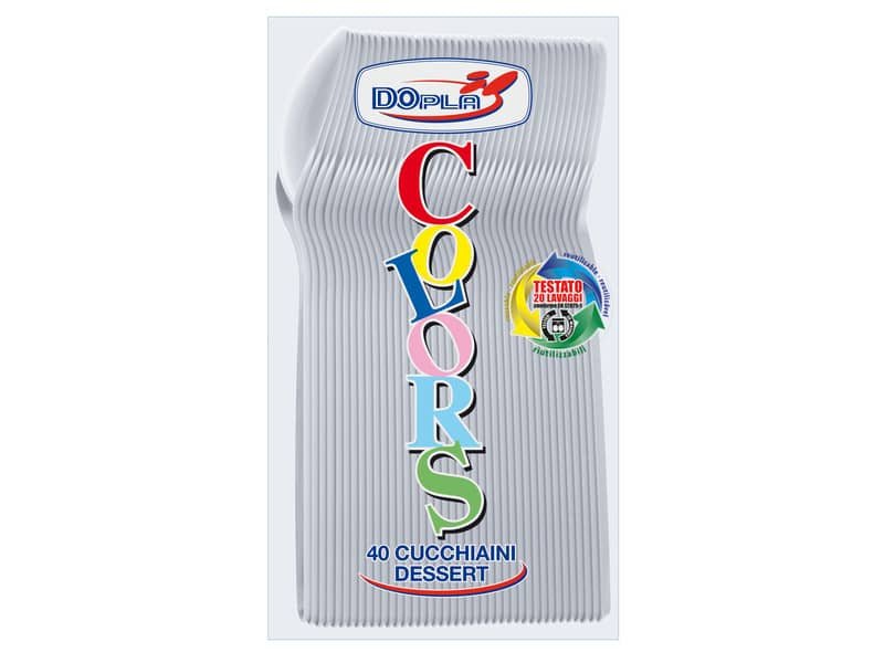 Cucchiaini dessert Compact trasparenti in polistirene conf. 40 pz Dopla Reusable 125 mm – 3646