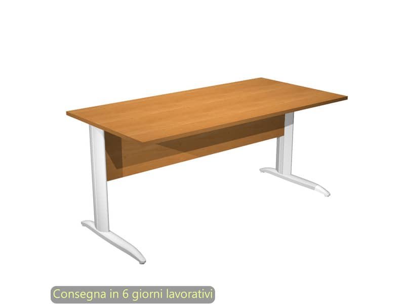 Scrivania piano noce chiaro 160x80xH.72 cm gamba a L in metallo bianco opaco linea Presto Artexport – 003K2/4/AN