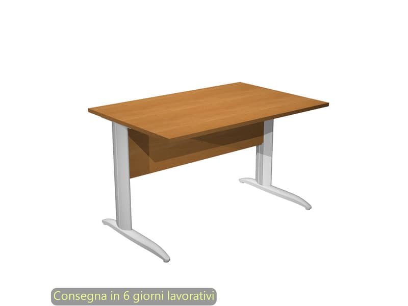 Scrivania piano noce chiaro 120x80xH.72 cm gamba a L in metallo grigio alluminio linea Presto Artexport – 004K2/4/AA