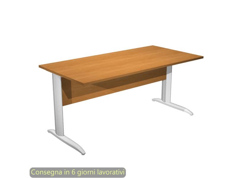 Scrivania piano noce chiaro 160x80xH.72 cm gamba a L in metallo grigio alluminio linea Presto Artexport – 003K2/4/AA