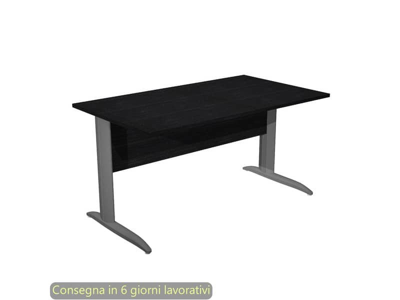 Scrivania piano nero venato frassino 140x80xH.72 cm gamba a L in metallo antracite opaco Presto – 002K2/8/AF