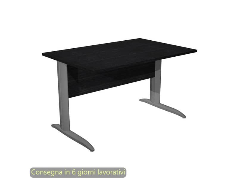 Scrivania piano nero venato frassino 120x80xH.72 cm gamba a L in metallo antracite opaco Presto – 004K2/8/AF