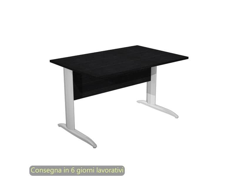 Scrivania piano nero venato frassino 120x80xH.72 cm gamba a L in metallo effetto cromato Presto – 004K2/8/AR