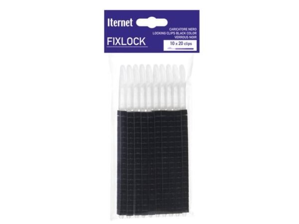 Caricatore per fascettatrice FIXLOCK - Conf. 10 caricatori da 20 clips Iternet nero - 0073