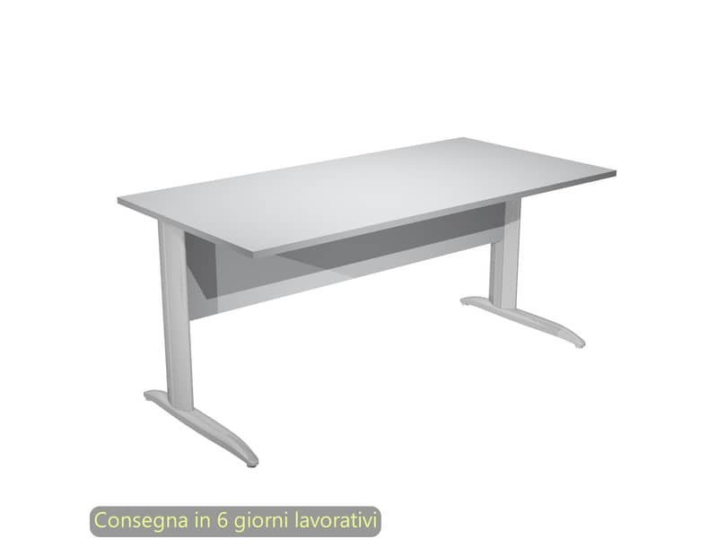 Scrivania piano grigio 160x80xH.72 cm gamba a L in metallo effetto cromato linea Presto Artexport – 003K2/9/AR