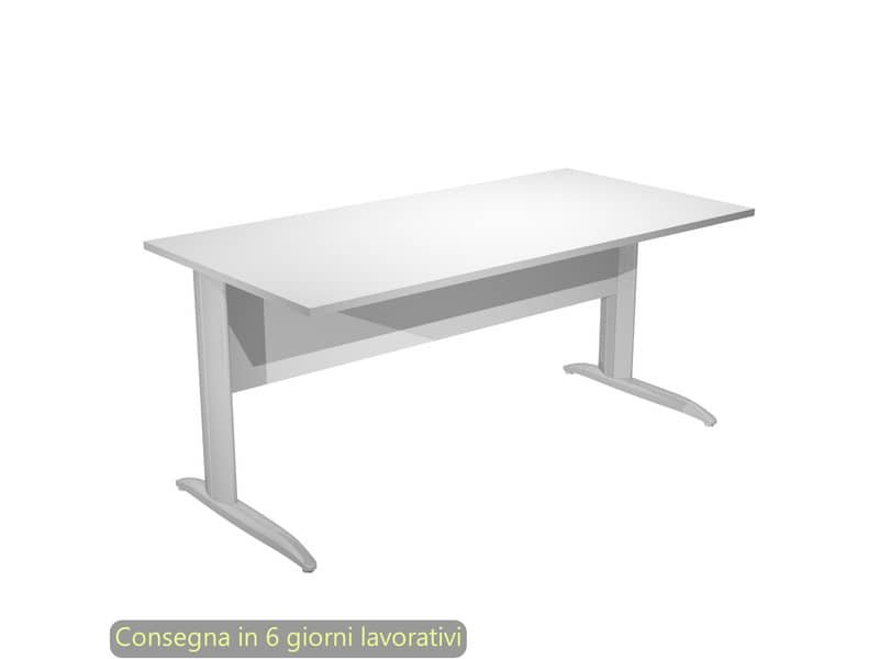 Scrivania piano bianco 160x80xH.72 cm gamba a L in metallo effetto cromato linea Presto Artexport – 003K2/3/AR