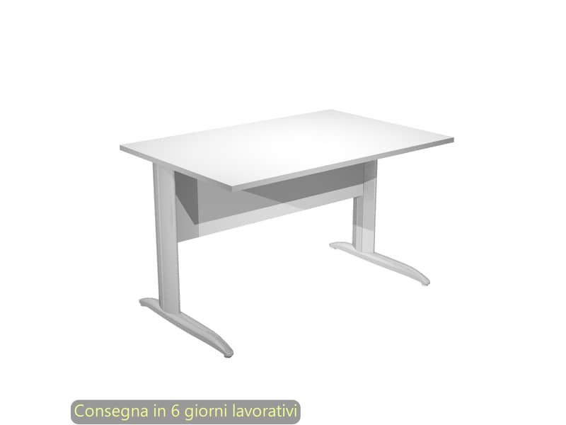 Scrivania piano bianco 120x80xH.72 cm gamba a L in metallo effetto cromato linea Presto Artexport – 004K2/3/AR