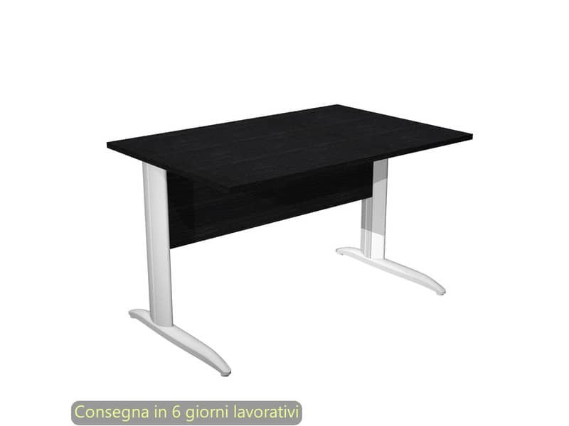 Scrivania piano nero venato frassino 120x80xH.72 cm gamba a L in metallo bianco opaco Presto Artexport 004K2/8/AN