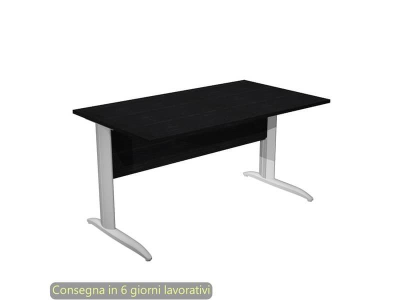 Scrivania piano nero venato frassino 140x80xH.72 cm gamba a L metallo grigio alluminio Presto Artexport – 002K2/8/AA