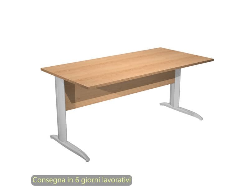 Scrivania piano faggio 160x80xH.72 cm gamba a L in metallo effetto cromato linea Presto Artexport – 003K2/6/AR