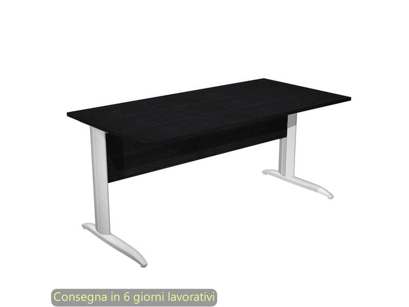 Scrivania piano nero venato frassino 160x80xH.72 cm gamba a L metallo grigio alluminio Presto Artexport – 003K2/8/AA