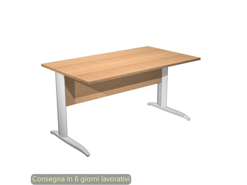 Scrivania piano faggio 140x80xH.72 cm gamba a L in metallo bianco opaco linea Presto Artexport – 002K2/6/AN