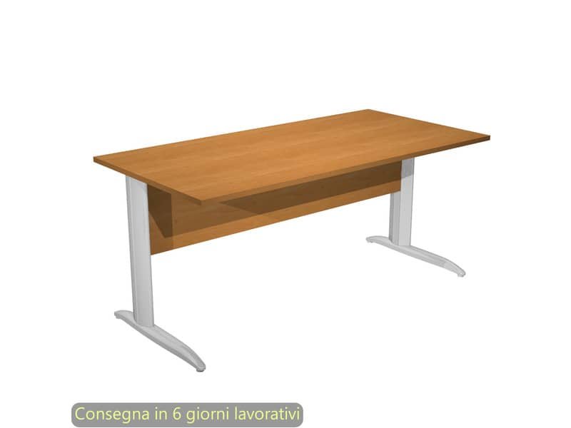 Scrivania piano noce chiaro 160x80xH.72 cm gamba a L in metallo effetto cromato linea Presto Artexport – 003K2/4/AR