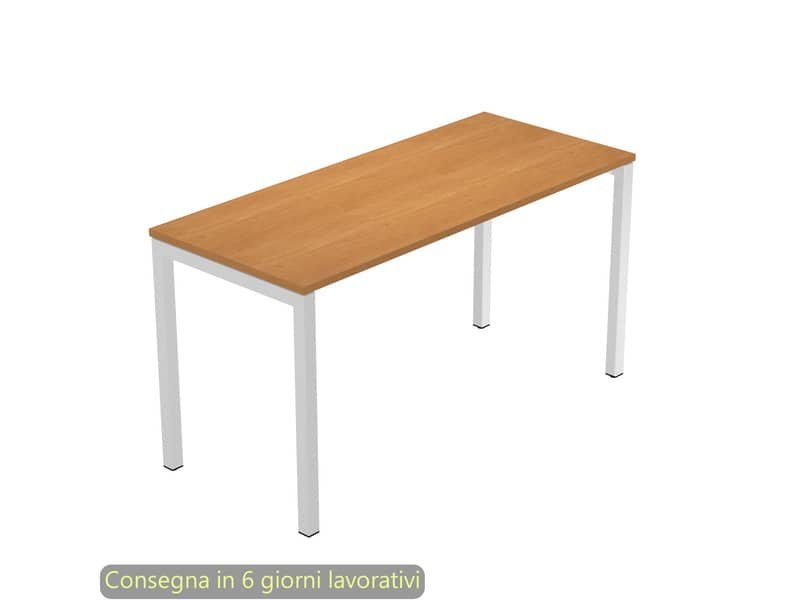 Scrivania piano noce chiaro 140x60xH.72,5 cmgamba a ponte metallo grigio linea Presto Venere Plus – 652/4