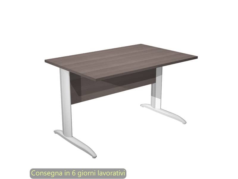 Scrivania piano frassino toscano 120x80xH.72 cm gamba a L in metallo bianco opaco Presto Artexport 004K2/F/AN