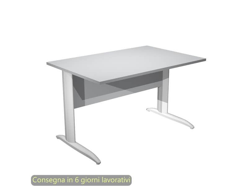 Scrivania piano grigio 120x80xH.72 cm gamba a L in metallo bianco opaco linea Presto Artexport – 004K2/9/AN