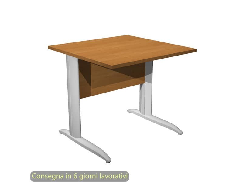 Scrivania piano noce chiaro 80x80xH.72 cm gamba a L in metallo grigio alluminio linea Presto Artexport – 001K2/4/AA