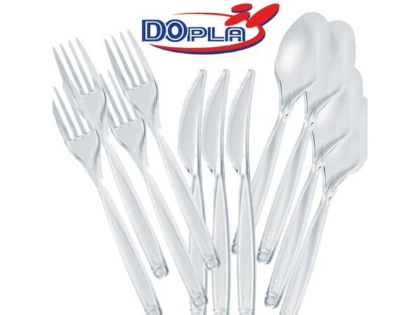Forchette magnum Compact trasparenti in polistirene conf. 50 pz Dopla Reusable 177 mm - 3437